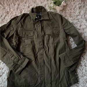 Volcom Olive Green long sleeve, sporty, utility outdoors Shirt with Knit Lining